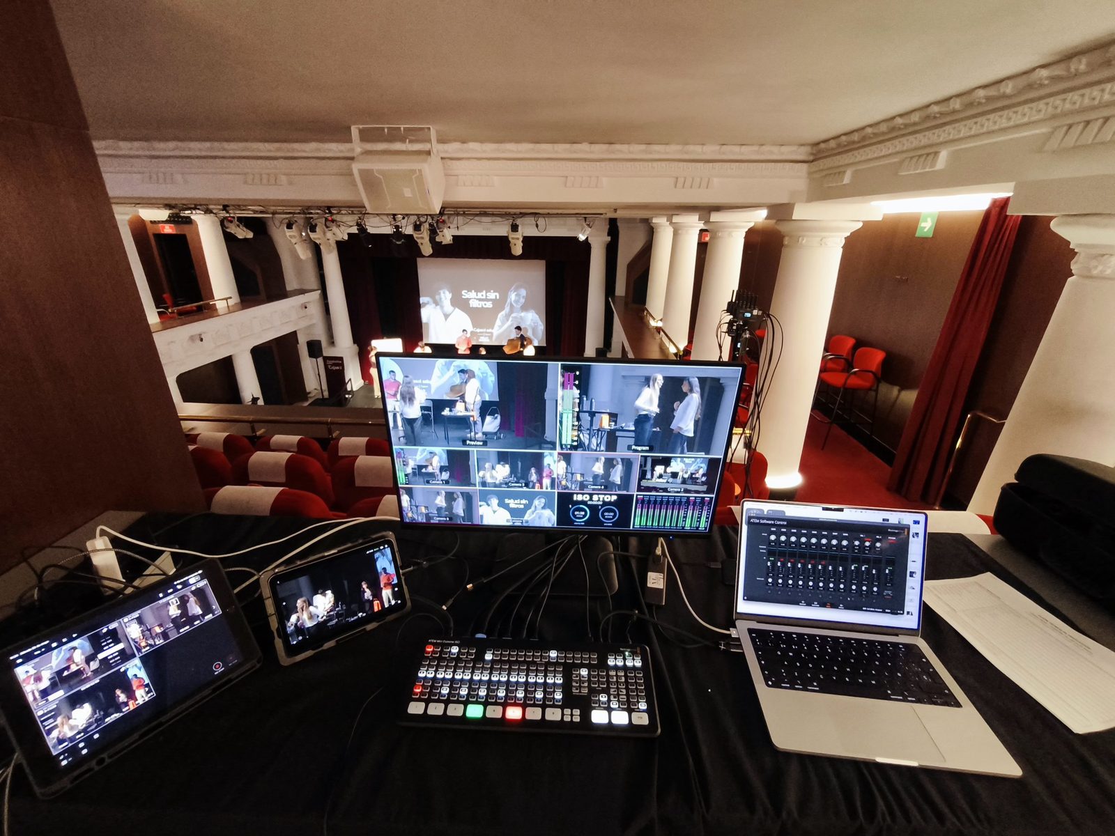 Realización multicámara de un espectáculo en el teatro de la Fundación Cajasol en Sevilla